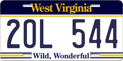 WV license plate 2OL544