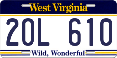 WV license plate 2OL610