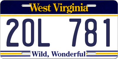 WV license plate 2OL781