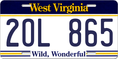 WV license plate 2OL865