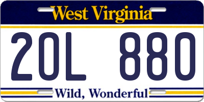 WV license plate 2OL880