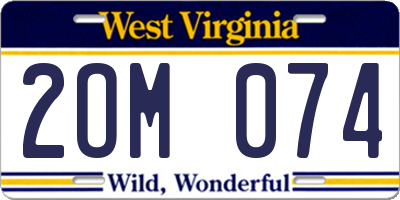 WV license plate 2OM074