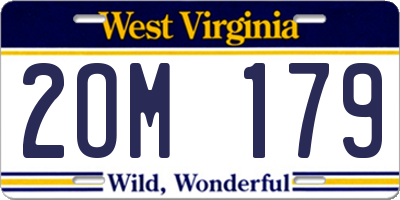 WV license plate 2OM179