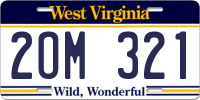 WV license plate 2OM321