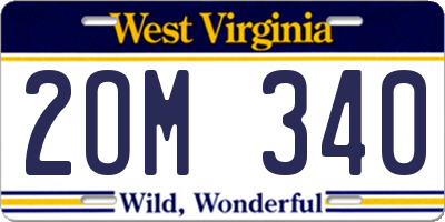 WV license plate 2OM340
