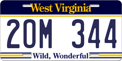 WV license plate 2OM344