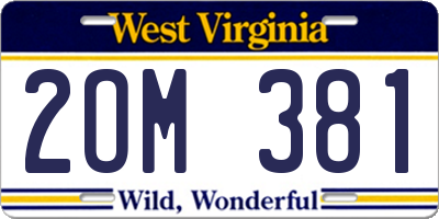 WV license plate 2OM381