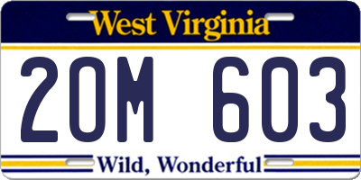 WV license plate 2OM603