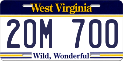 WV license plate 2OM700
