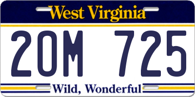 WV license plate 2OM725