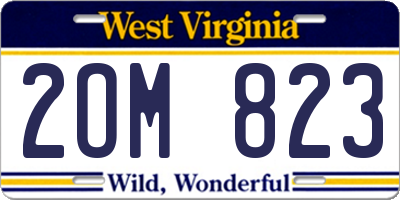 WV license plate 2OM823