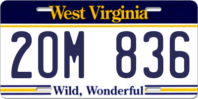 WV license plate 2OM836