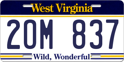 WV license plate 2OM837