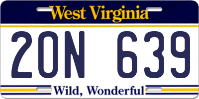 WV license plate 2ON639
