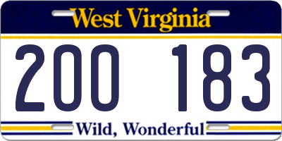 WV license plate 2OO183