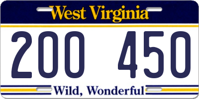 WV license plate 2OO450