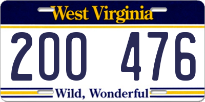 WV license plate 2OO476
