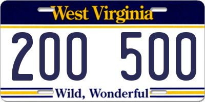 WV license plate 2OO500