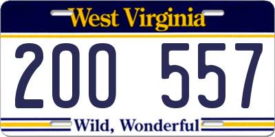 WV license plate 2OO557