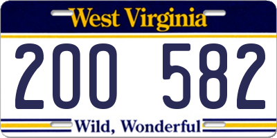 WV license plate 2OO582