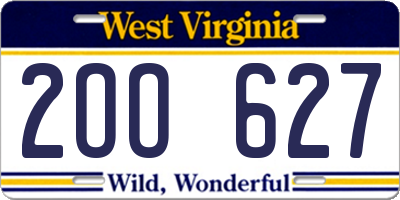 WV license plate 2OO627