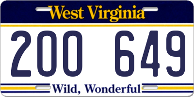WV license plate 2OO649