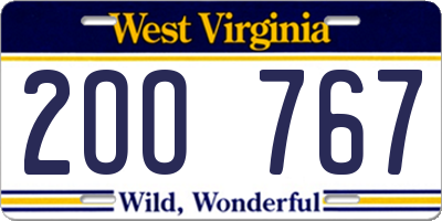 WV license plate 2OO767