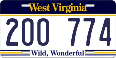 WV license plate 2OO774