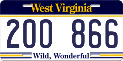 WV license plate 2OO866