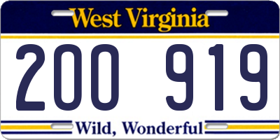 WV license plate 2OO919