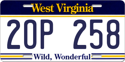 WV license plate 2OP258