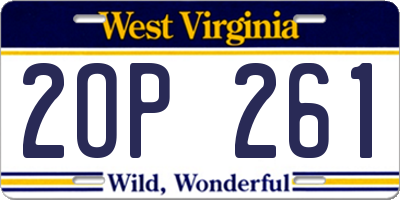 WV license plate 2OP261