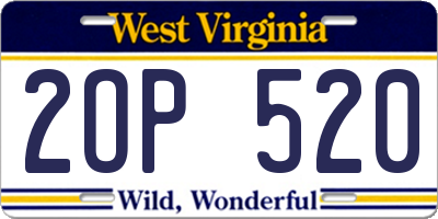 WV license plate 2OP520