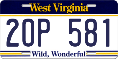 WV license plate 2OP581