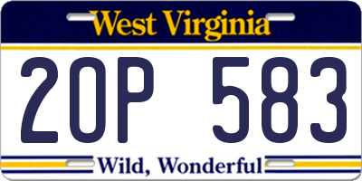 WV license plate 2OP583