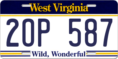 WV license plate 2OP587