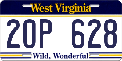 WV license plate 2OP628