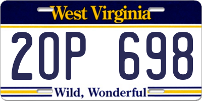 WV license plate 2OP698