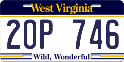 WV license plate 2OP746