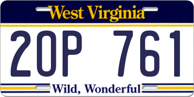 WV license plate 2OP761
