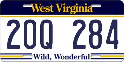 WV license plate 2OQ284