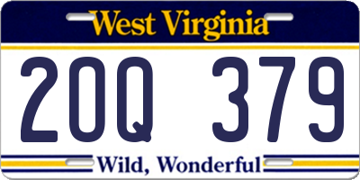WV license plate 2OQ379