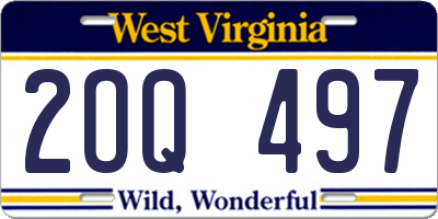 WV license plate 2OQ497