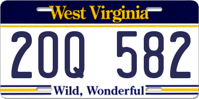 WV license plate 2OQ582