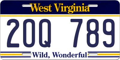 WV license plate 2OQ789