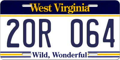 WV license plate 2OR064