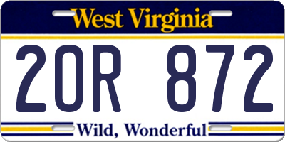 WV license plate 2OR872