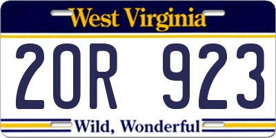 WV license plate 2OR923