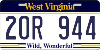 WV license plate 2OR944