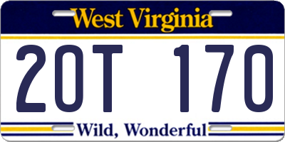 WV license plate 2OT170